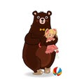 Bear Hug and Holding in Paws Little Baby Girl Royalty Free Stock Photo