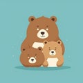 The bear hugs the little cubs. Festive theme, Concept: Poster for a children\'s room. Baby print for nursery.