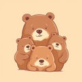 The bear hugs the little cubs. Festive theme, Concept: Poster for a children\'s room. Baby print for nursery.