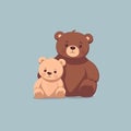 The bear hugs the little cubs. Festive theme, Concept: Poster for a children\'s room. Baby print for nursery.