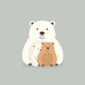 The bear hugs the little cubs. Festive theme, Concept: Poster for a children\'s room. Baby print for nursery.