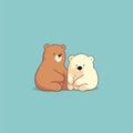 The bear hugs the little cubs. Festive theme, Concept: Poster for a children\'s room. Baby print for nursery.