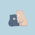 The bear hugs the little cubs. Festive theme, Concept: Poster for a children\'s room. Baby print for nursery.