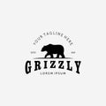 Bear Hunter Logo Vector Design Illustration Vintage, Grizzly Bear, Polar Bear, Black Bear