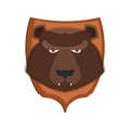 Bear hunter trophy. Grizzly head on shield. Scarecrow wild beast Royalty Free Stock Photo