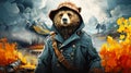 A bear hunter wearing a hat and coat. Generative AI