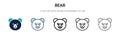 Bear icon in filled, thin line, outline and stroke style. Vector illustration of two colored and black bear vector icons designs Royalty Free Stock Photo