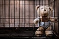 bear in jail vintage tone Royalty Free Stock Photo