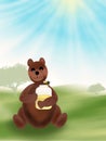 Bear with a jar with honney in his paws Royalty Free Stock Photo