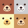 Bear Kawaii Cartoon In Different Colors Set Cute Icon