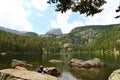 Bear Lake and reflection with mountains, Rocky Mountain National Park in Colorado, Royalty Free Stock Photo