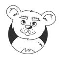Bear line black and white portrait vector illustration Royalty Free Stock Photo