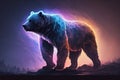 Bear Lion Background Burst Of Light Blue Purple. Generative AI