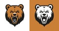 Bear logo line icons. Wild animal brand label. Grizzly vector illustration Royalty Free Stock Photo