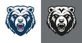 Bear logo line icons. Wild animal brand label. Grizzly vector illustration Royalty Free Stock Photo