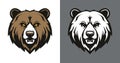 Bear logo line icons. Wild animal brand label. Grizzly vector illustration Royalty Free Stock Photo