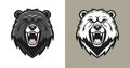 Bear logo line icons. Wild animal brand label. Grizzly vector illustration Royalty Free Stock Photo