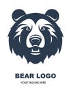 Bear logo line icons. Wild animal brand label. Grizzly vector illustration Royalty Free Stock Photo