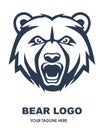 Bear logo line icons. Wild animal brand label. Grizzly vector illustration Royalty Free Stock Photo