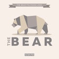 Bear logo origami with effects polygon and flat