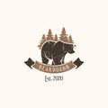 Bear logo template in outdoor vintage style. Bear logo Royalty Free Stock Photo