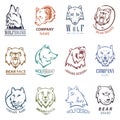 Bear logo vector wild animal wolf or grizzly character logotype and wolfish mascot sign illustration wildlife Royalty Free Stock Photo