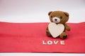 Bear with love letter on white background