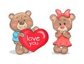 Bear Male Holding Red Heart Text I love You Vector