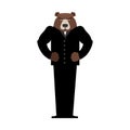 Bear Manager businessman in suit. Wild animal people. Forest predator in human clothes