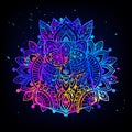 Bear Mandala space. Psychedelic pattern