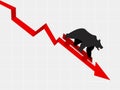 Illustration of bear market and downward trend in stock