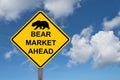 Bear Market Ahead Warning Sign Royalty Free Stock Photo