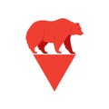 Bear market. Bear and red arrow. Stock market vector.