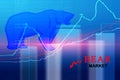 Bear market concept with stock chart digital numbers crisis red price drop arrow down chart fall / stock market bear finance risk Royalty Free Stock Photo