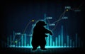 Bear market concept with stock chart digital numbers crisis red price drop arrow down chart fall / stock market bear finance risk Royalty Free Stock Photo