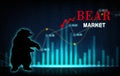 Bear market concept with stock chart digital numbers crisis red price drop arrow down chart fall , stock market bear finance risk Royalty Free Stock Photo