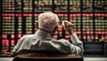 Bear Market Panicking Senior Old Man Watching Crashing Stocks Plunging Slumping Bearish Financial Crisis Recession Collapse Panic