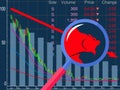 Bear market  and red arrow downward trend line. bearish market concept Royalty Free Stock Photo