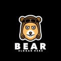 Bear pilot head cartoon logo b