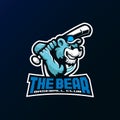 Bear mascot logo design vector with modern illustration concept style for badge, emblem and t shirt printing. Baseball bear Royalty Free Stock Photo