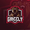 Bear mascot logo design vector with modern illustration concept style for badge, emblem and tshirt printing. grizzly bear Royalty Free Stock Photo