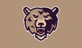 Bear mascot logo. Wild animal head logo with grin. Badge, sticker of a bear for a team, sports club. Isolated vector Royalty Free Stock Photo