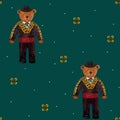 Bear in a matador costume on a dark turquoise background Royalty Free Stock Photo