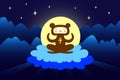 Bear meditating in the night sky. Royalty Free Stock Photo