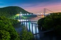 Bear Mountain bridge illuminated by night