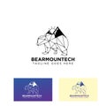 bear mountain connecting logo design vector icon or symbol illustration