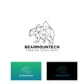 bear mountain connecting logo design vector icon or symbol illustration