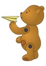 Bear with paper plane Royalty Free Stock Photo