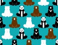 Bear pattern seamless. Panda background. Grizzly ornament. Baribal texture. Vector illustration