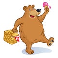 Bear with Picnic Basket and Ice Cream Cone
